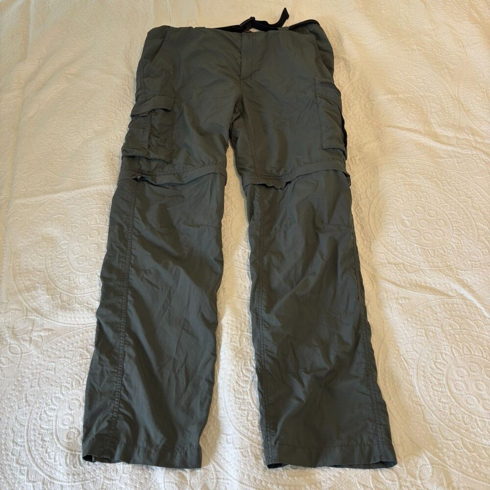 Columbia Omni Shade Sun Protection Belt 34x32 Green Zip Off Cargo Pants Gorpcore